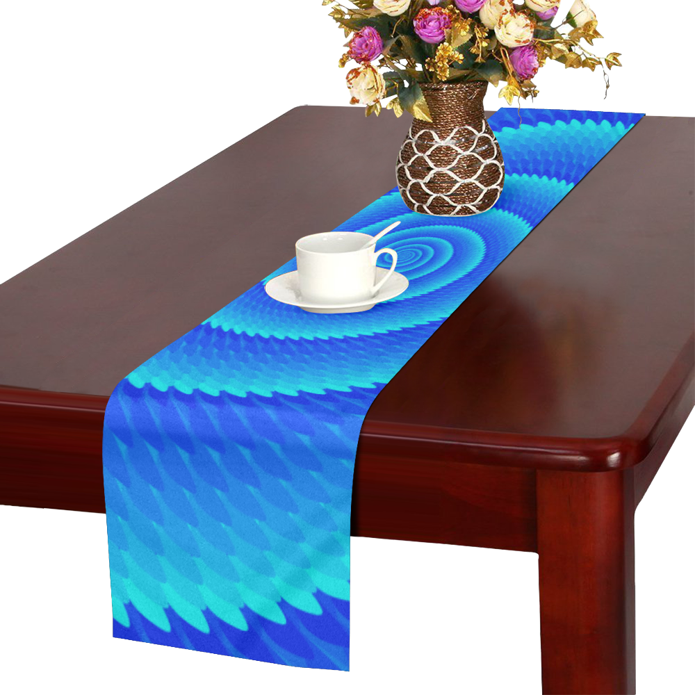 Spiral wave royal blue Table Runner 16x72 inch