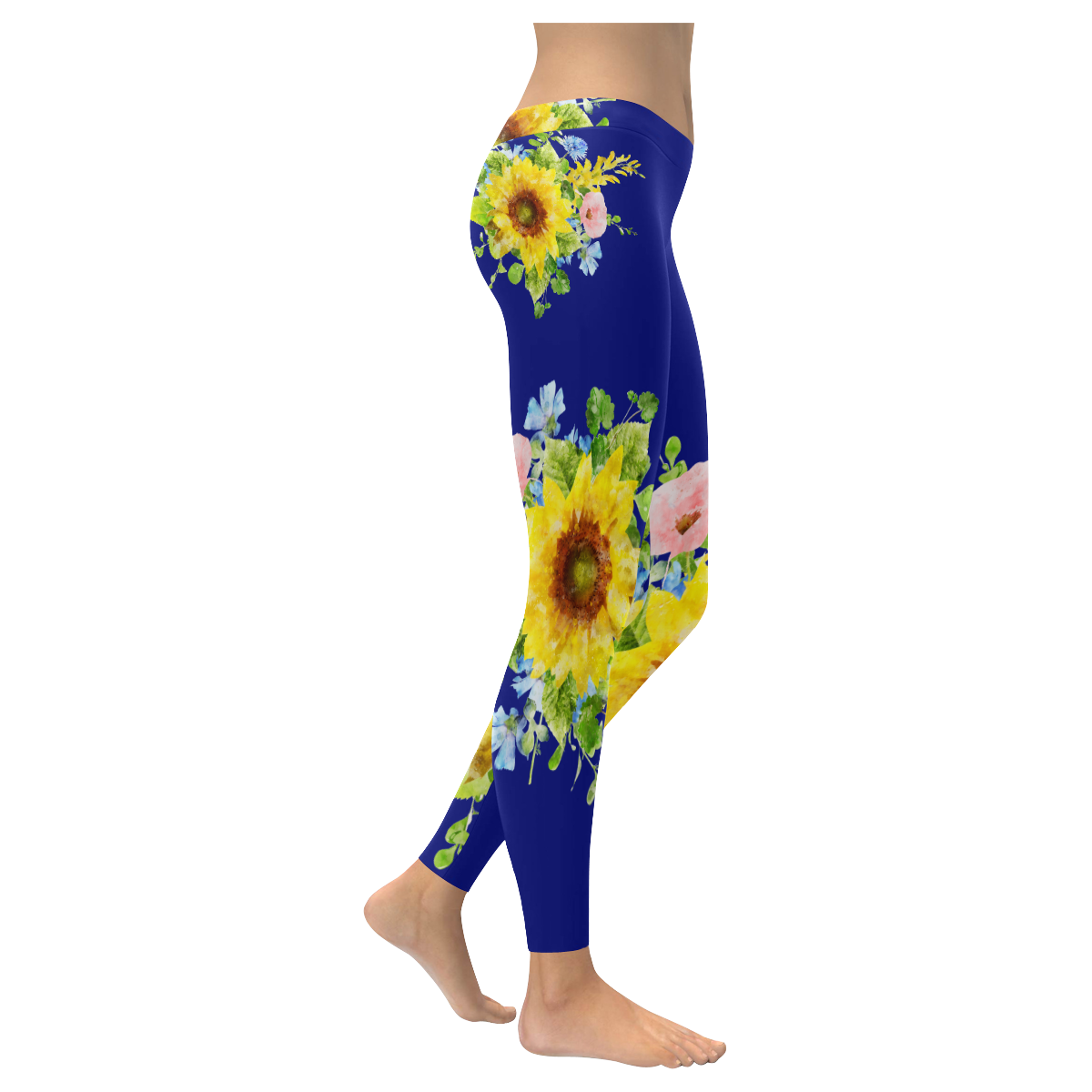 Fairlings Delight's Sunflower Bouquets 53086I2 Women's Low Rise Leggings (Invisible Stitch) (Model L05)