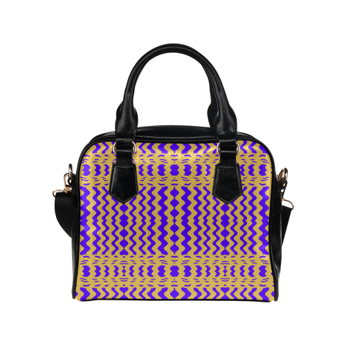 Purple Yellow Modern  Waves Lines Shoulder Handbag (Model 1634)