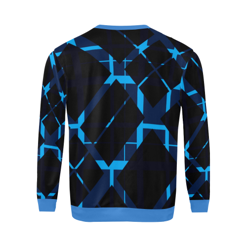 Diagonal Blue & Black Plaid Modern Style All Over Print Crewneck Sweatshirt for Men (Model H18)