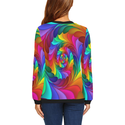 RAINBOW CANDY SWIRL All Over Print Crewneck Sweatshirt for Women (Model H18)