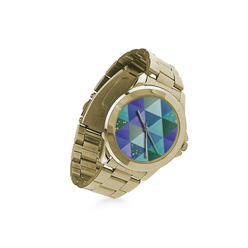 Triangle Pattern - Blue Violet Teal Green Custom Gilt Watch(Model 101)