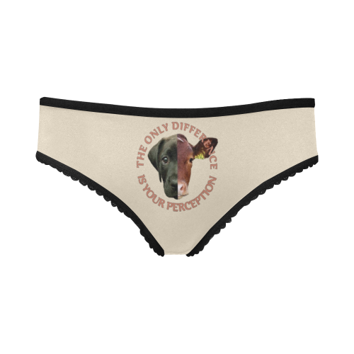 Vegan Cow and Dog Design with Slogan Women's All Over Print Girl Briefs (Model L14)