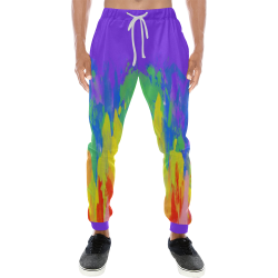 Flames Paint Abstract Purple Men's All Over Print Sweatpants/Large Size (Model L11)