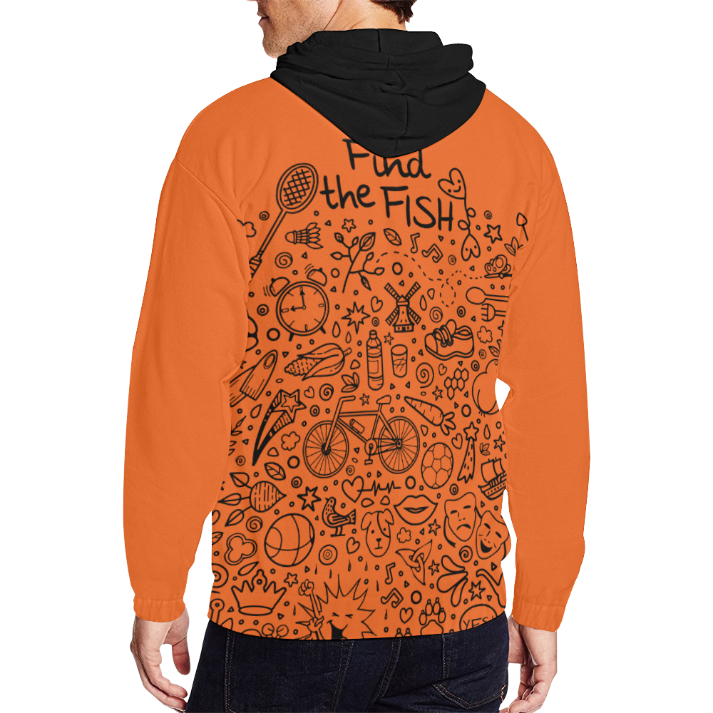 Picture Search Riddle - Find The Fish 1 All Over Print Full Zip Hoodie for Men (Model H14)