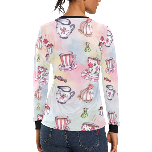 Coffee and sweeets Women's All Over Print Long Sleeve T-shirt (Model T51)