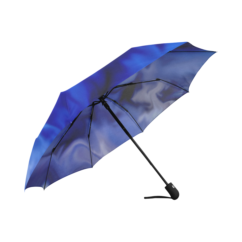 Dark Blue silver waves Auto-Foldable Umbrella (Model U04)