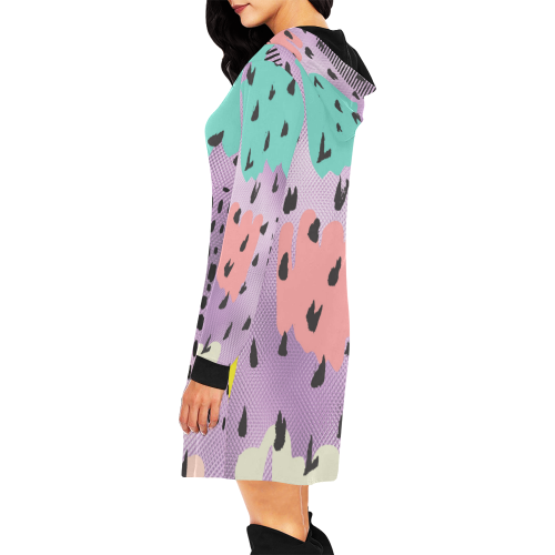 dot pattern All Over Print Hoodie Mini Dress (Model H27)