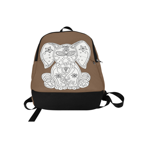 Color Me Sugar Skull Elephant Brown Fabric Backpack for Adult (Model 1659)