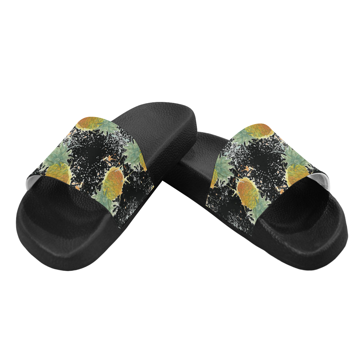 slides black pineapple Women's Slide Sandals (Model 057)