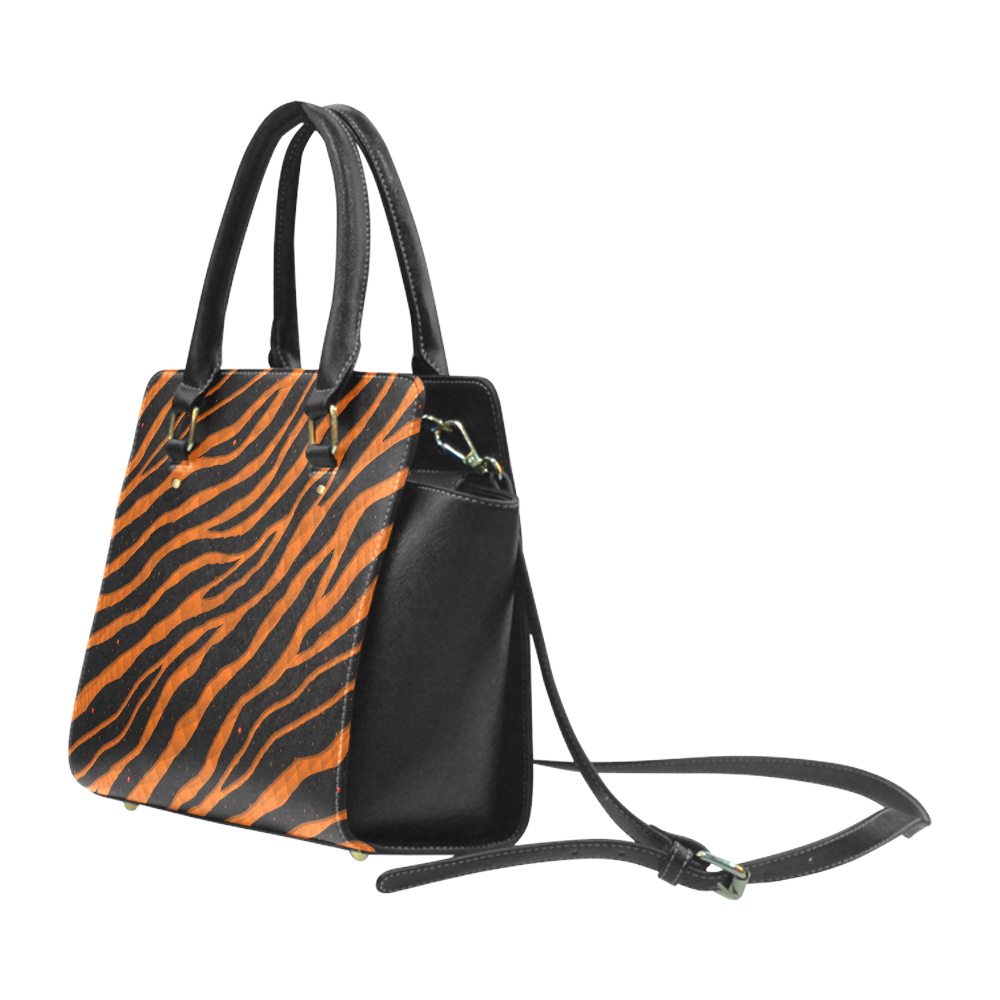 Ripped SpaceTime Stripes - Orange Classic Shoulder Handbag (Model 1653)