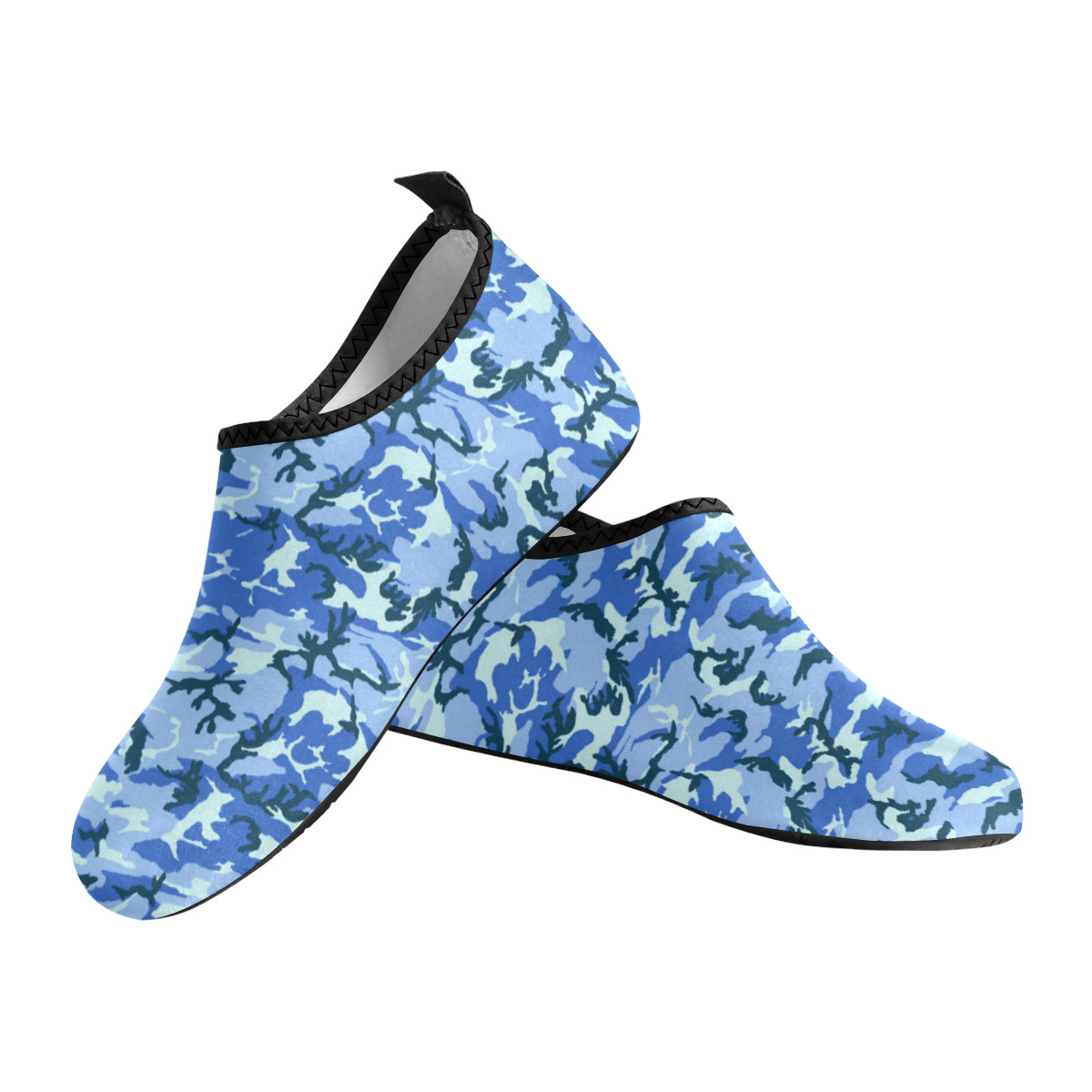 Woodland Blue Camouflage Men's Slip-On Water Shoes (Model 056)