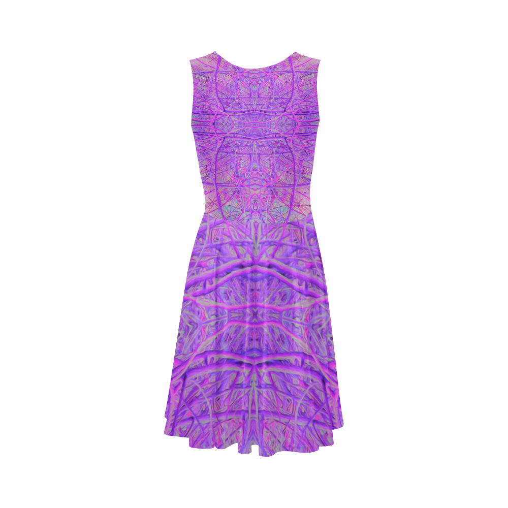 Hot Pink and Purple Abstract Branch Pattern Sleeveless Ice Skater Dress (D19)