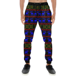 Christmas Ugly Sweater 'Deal With It' Reindeer Black Men's All Over Print Sweatpants/Large Size (Model L11)