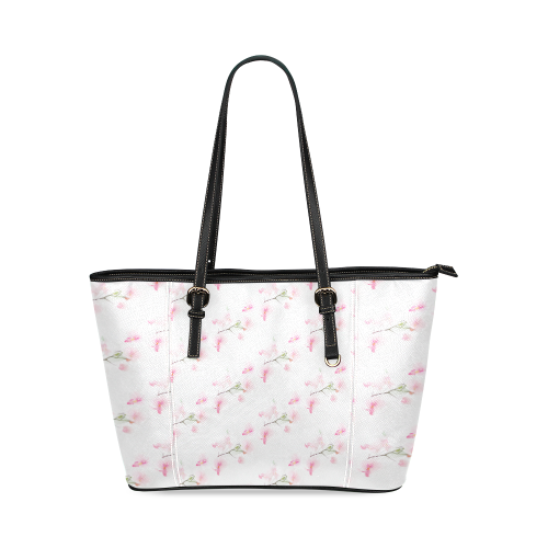 PATTERN ORCHIDÉES Leather Tote Bag/Small (Model 1640)