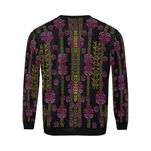 wild flowers on black All Over Print Crewneck Sweatshirt for Men/Large (Model H18)
