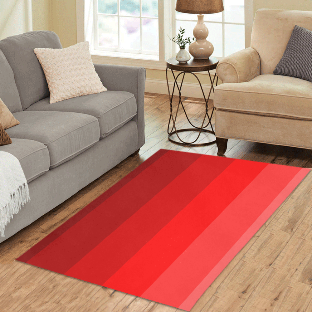 Red multicolored stripes Area Rug 5'x3'3''