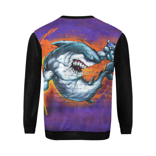 Graffiti Shark (Vest Style) All Over Print Crewneck Sweatshirt for Men/Large (Model H18)