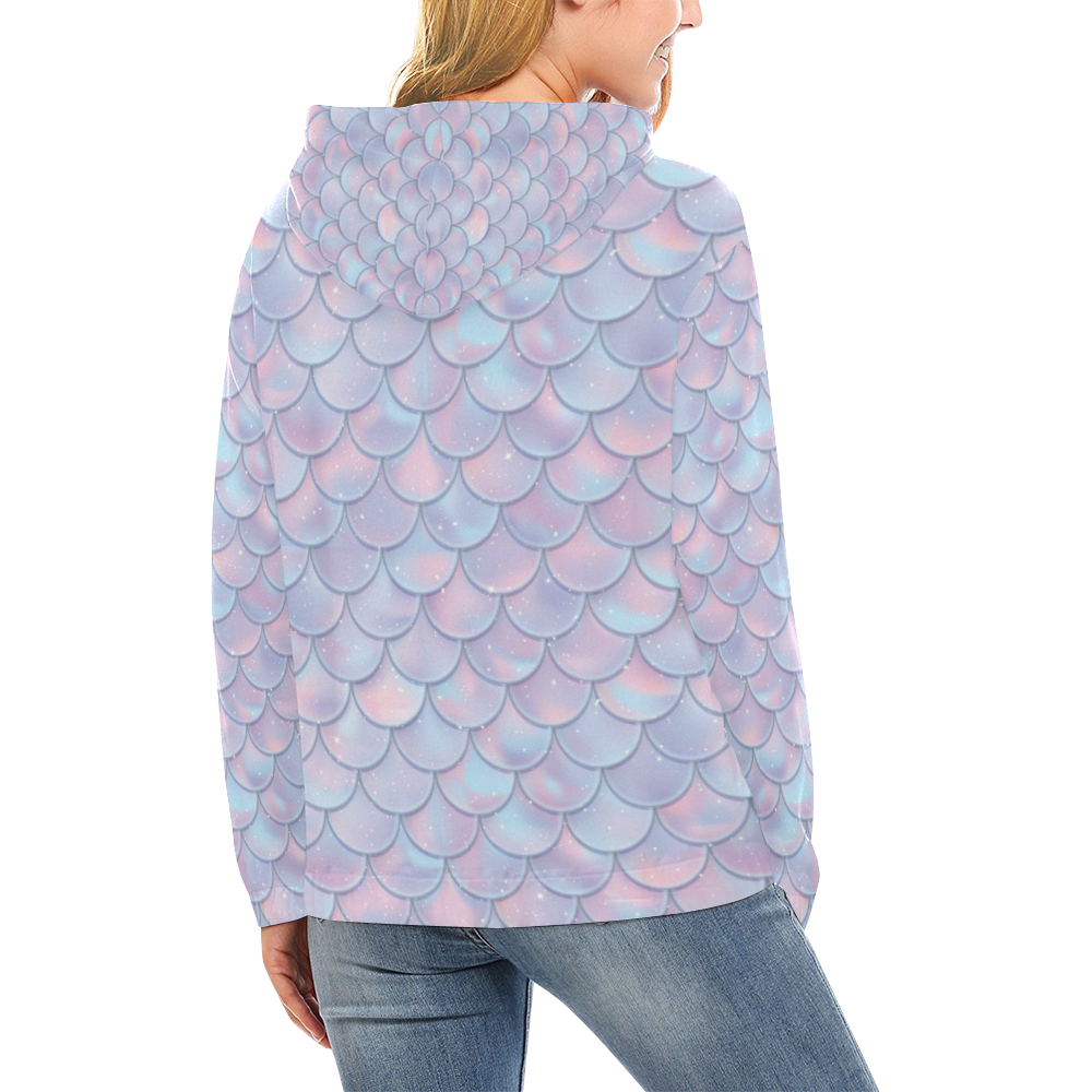 Mermaid Scales All Over Print Hoodie for Women (USA Size) (Model H13)