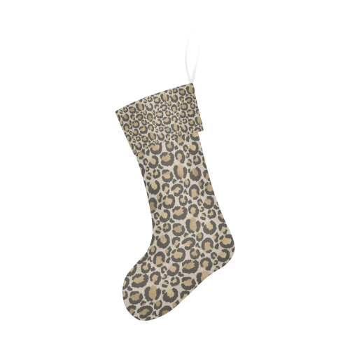 Linen Large Cheetah Animal Print Christmas Stocking