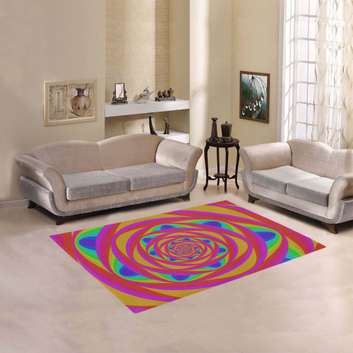 Red pink spiral Area Rug 5'3''x4'