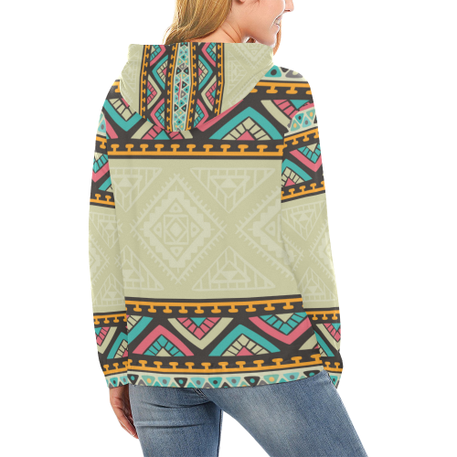Beautiful Ethnic Tiki Design All Over Print Hoodie for Women (USA Size) (Model H13)