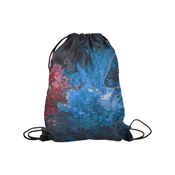Fantasy Swirl Blue Red. Medium Drawstring Bag Model 1604 (Twin Sides) 13.8"(W) * 18.1"(H)