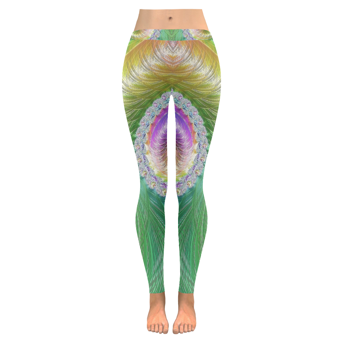 Frax Fractal Rainbow Women's Low Rise Leggings (Invisible Stitch) (Model L05)