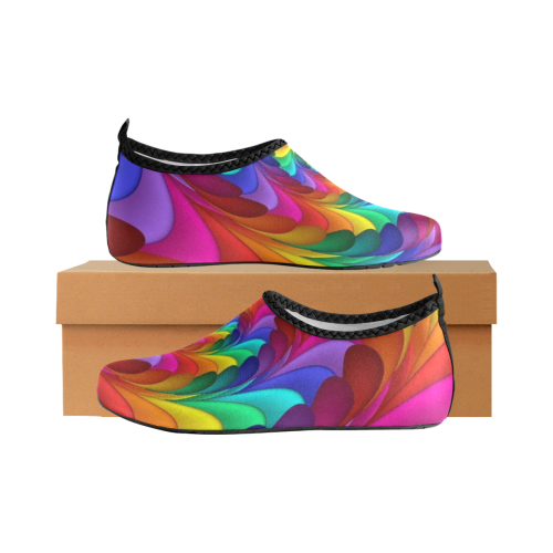 RAINBOW CANDY SWIRL Women's Slip-On Water Shoes (Model 056)