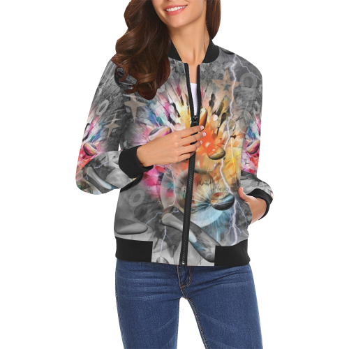 Space of Colors by Nico Bielow All Over Print Bomber Jacket for Women (Model H19)