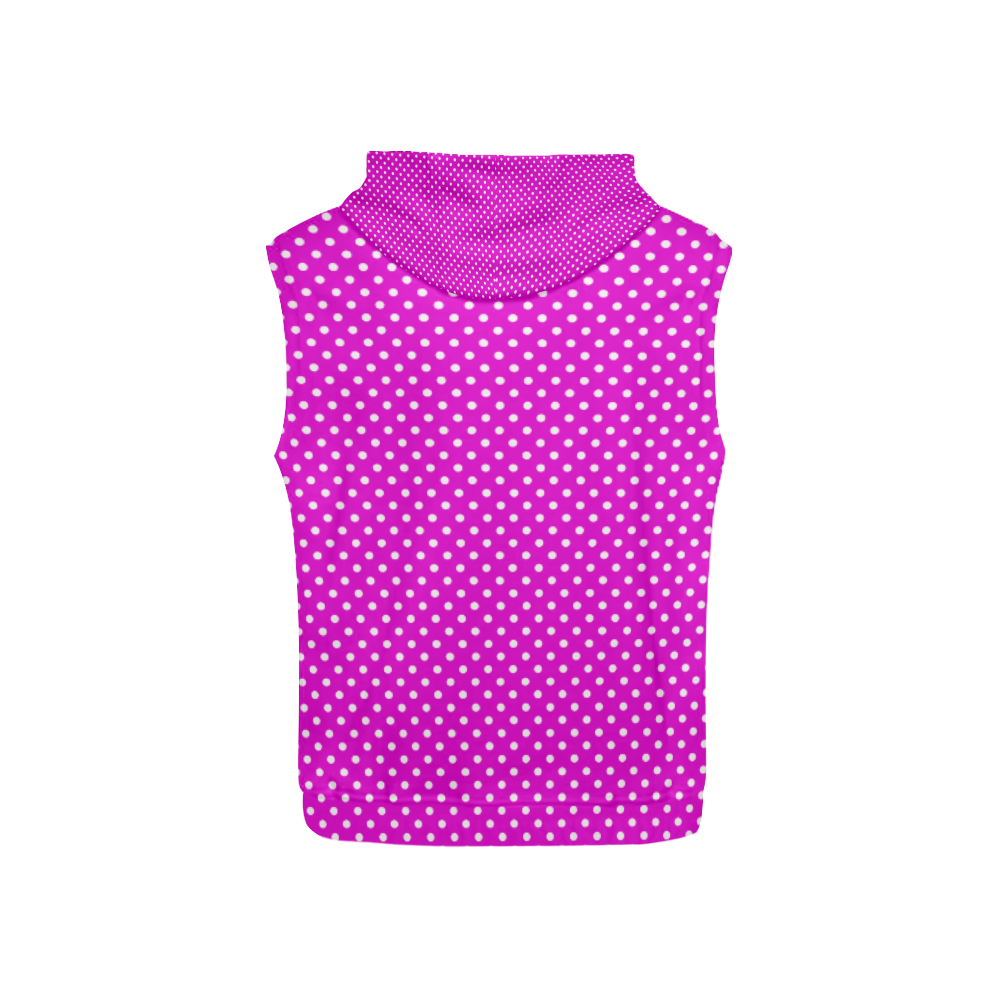 Pink polka dots All Over Print Sleeveless Hoodie for Kid (Model H15)