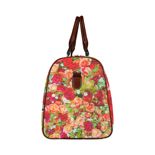 red flower Waterproof Travel Bag/Small (Model 1639)
