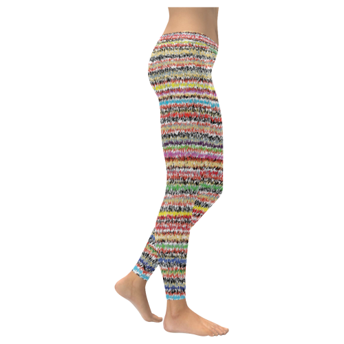 Patterns of colorful lines Women's Low Rise Leggings (Invisible Stitch) (Model L05)