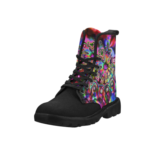 Energetic Rainbow Martin Boots for Women (Black) (Model 1203H)