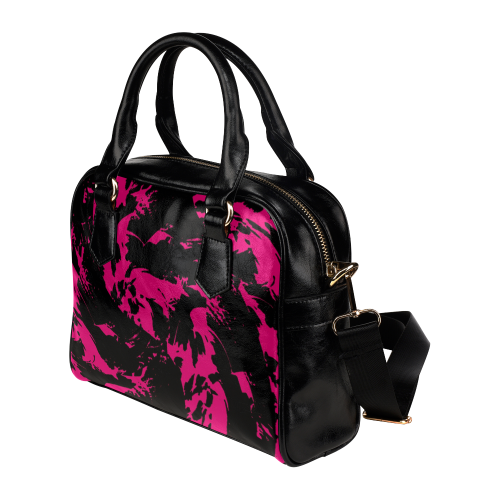 Pink and Black Paint Splatter Shoulder Handbag (Model 1634)