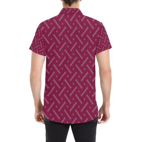 Rasberry Herringbone Men's All Over Print Short Sleeve Shirt (Model T53)