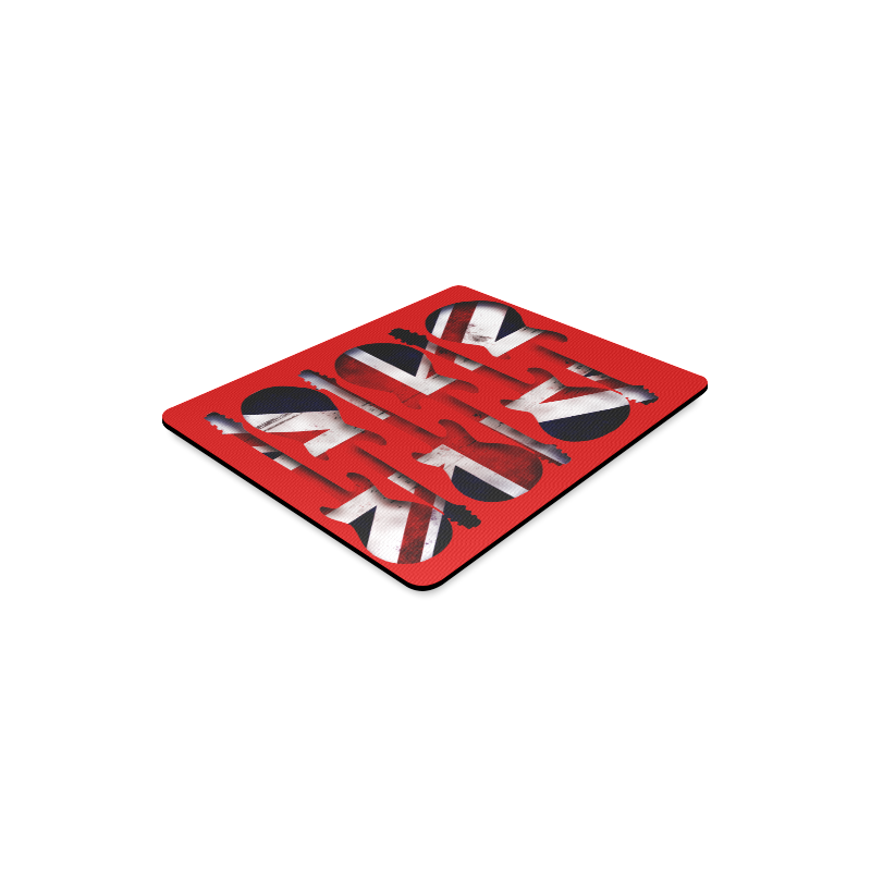 Union Jack British UK Flag Guitars  Red Rectangle Mousepad