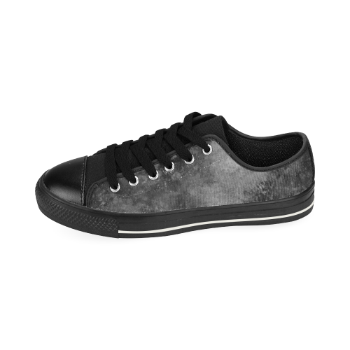 Black Grunge Canvas Women's Shoes/Large Size (Model 018)