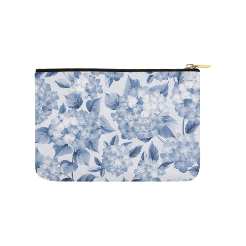 Blue and White Floral Pattern Carry-All Pouch 9.5''x6''