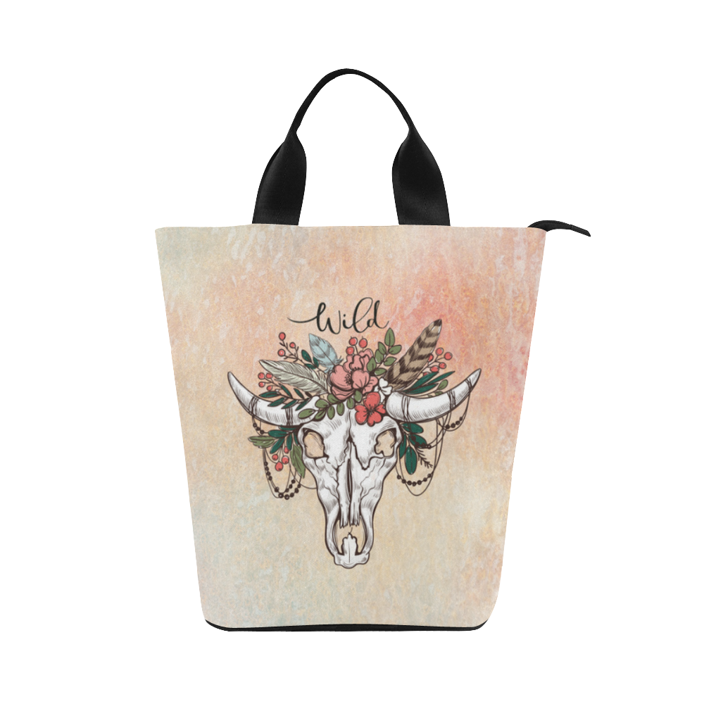 Wild Skull Boho Nylon Lunch Tote Bag (Model 1670)