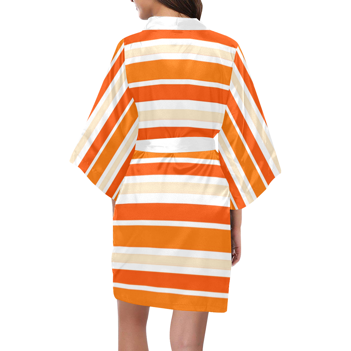 Bright Orange Stripes Kimono Robe