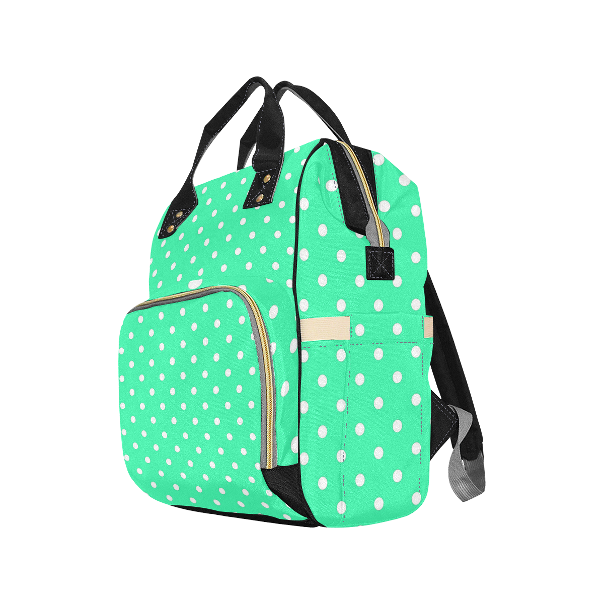 Mint Green White Dots Multi-Function Diaper Backpack/Diaper Bag (Model 1688)