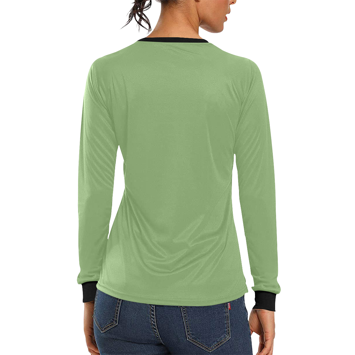 color asparagus Women's All Over Print Long Sleeve T-shirt (Model T51)