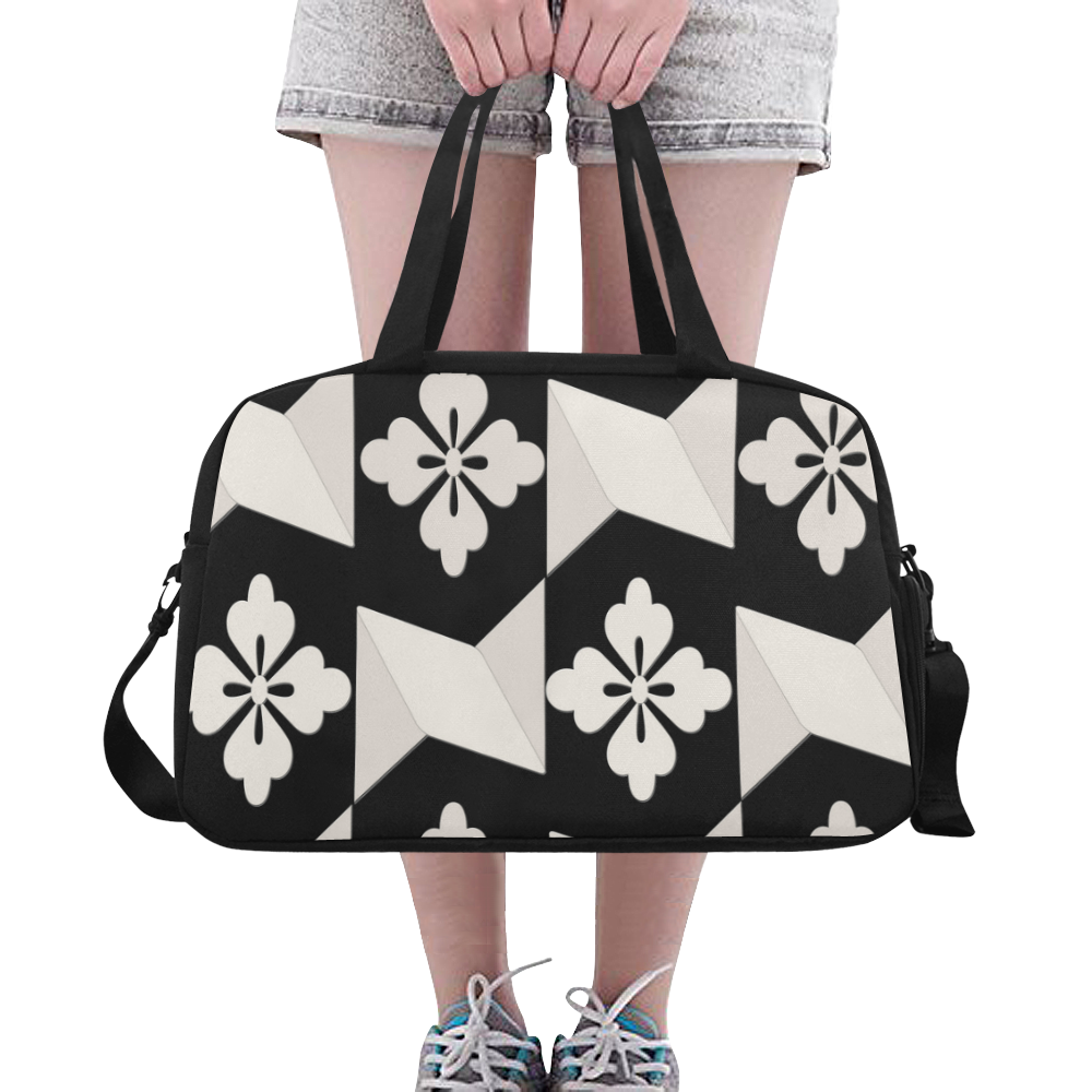 Black White Tiles Fitness Handbag (Model 1671)