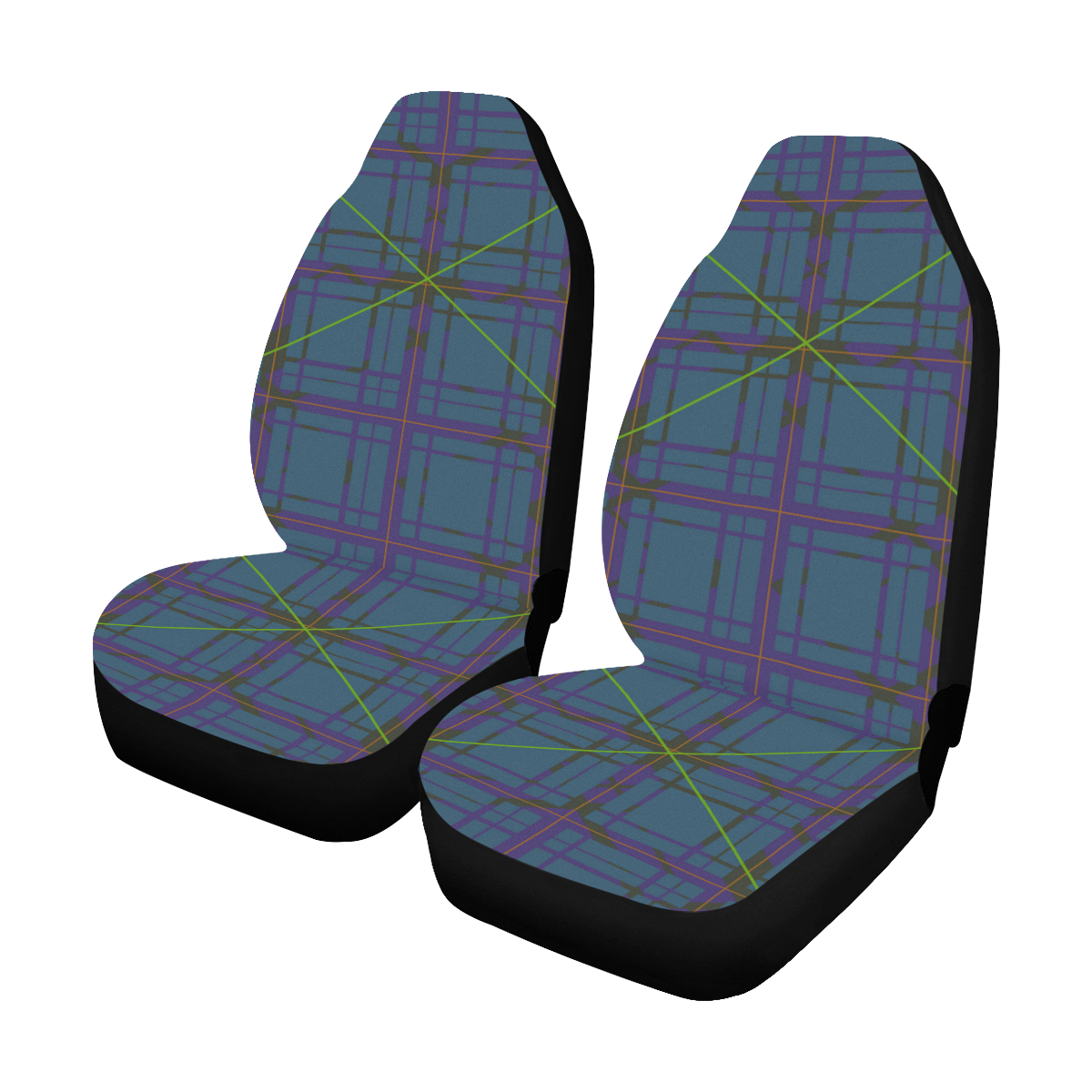Neon plaid 80's style design Car Seat Covers (Set of 2)