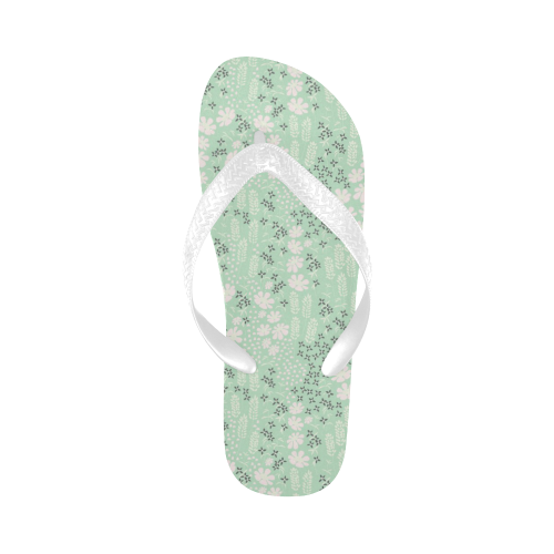 Mint Floral Pattern Flip Flops for Men/Women (Model 040)