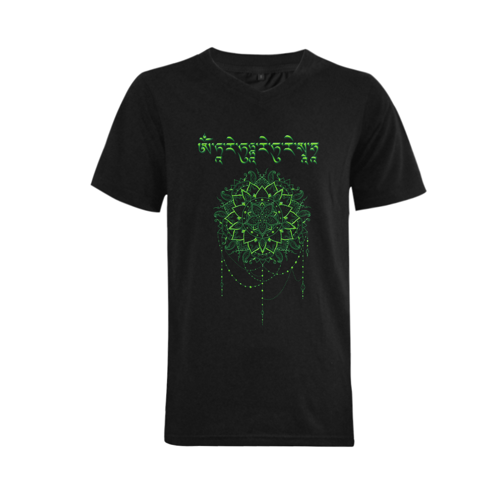 Green Tara Mantra Men's V-Neck T-shirt (USA Size) (Model T10)