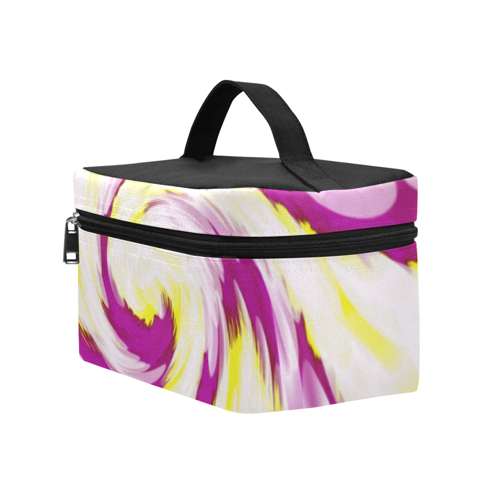 Pink Yellow Tie Dye Swirl Abstract Cosmetic Bag/Large (Model 1658)