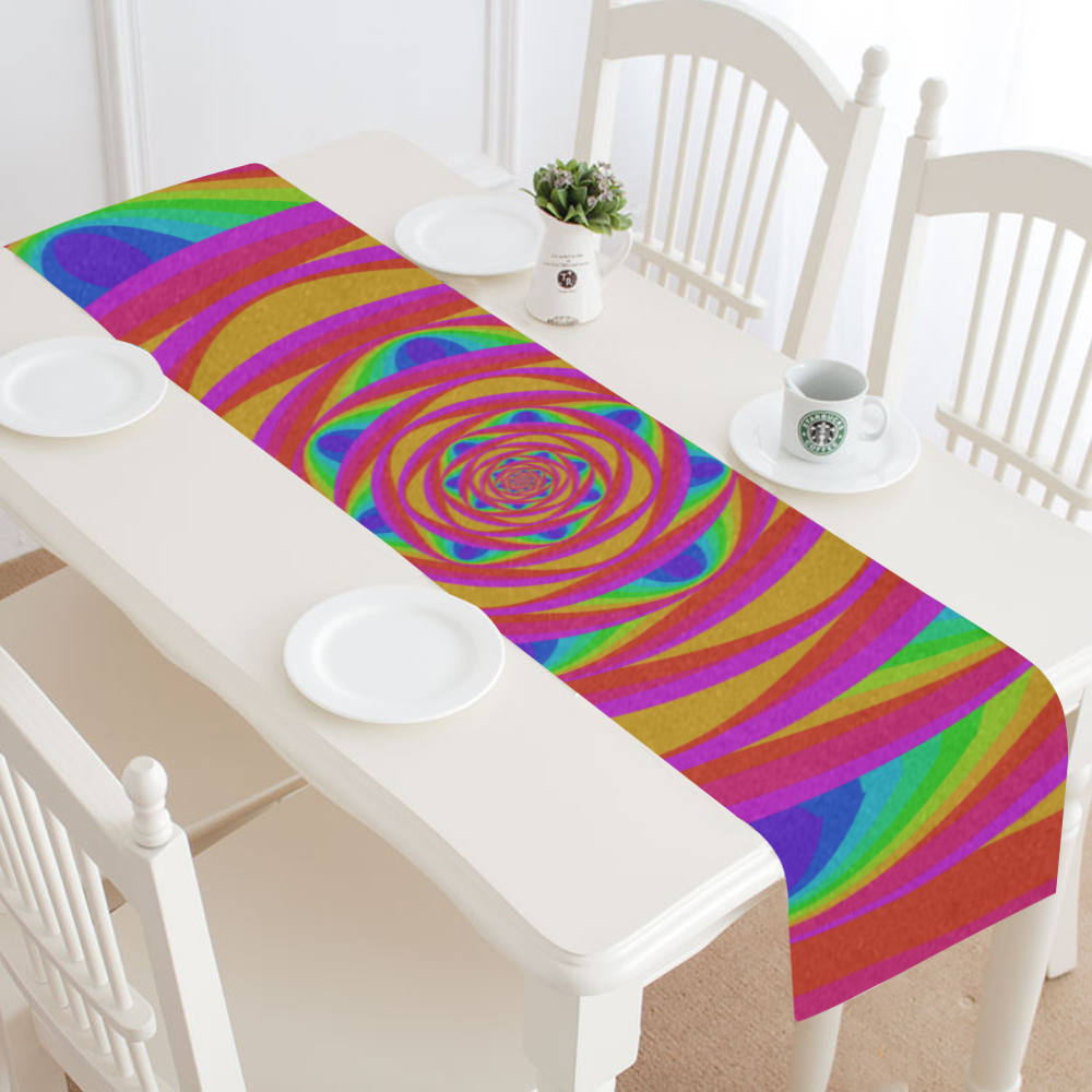 Pink oval spiral Table Runner 14x72 inch