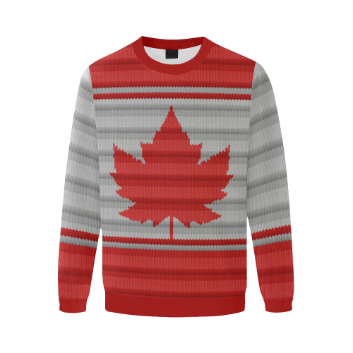 Canada Souvenir Sweatshirts Winter Print Men's Oversized Fleece Crew Sweatshirt/Large Size(Model H18)